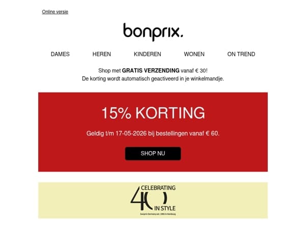 Eindsprint: 15% korting voor jou