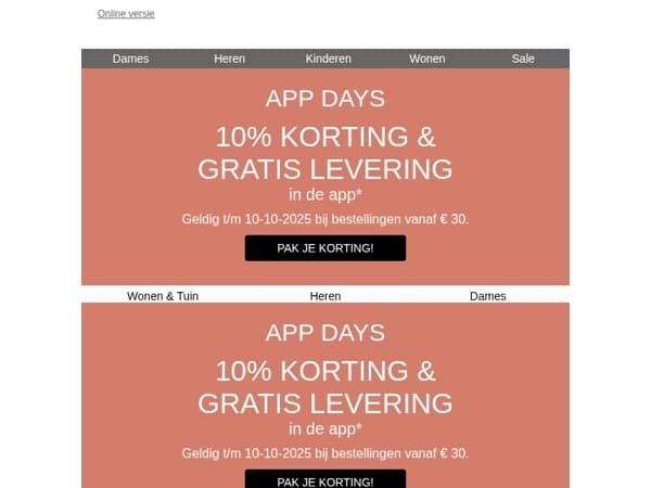10% op alles & gratis levering in de app 📲