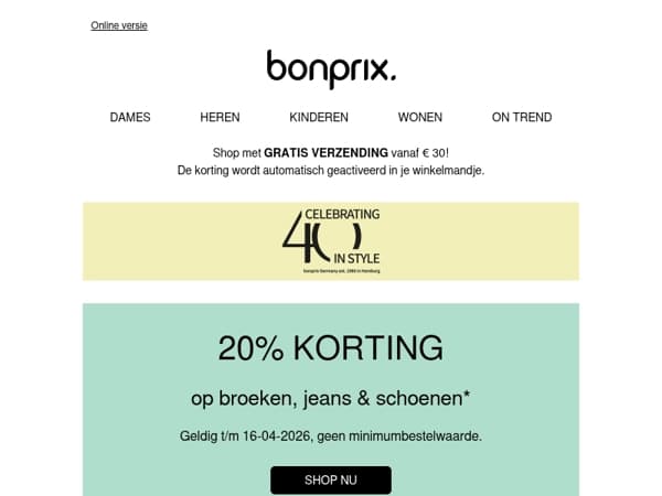 Pak 20% korting! 👖