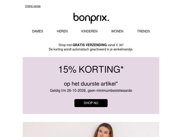 Krijg 15% korting op het duurste artikel