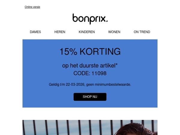 Wees er snel bij: 15% korting op je duurste artikel