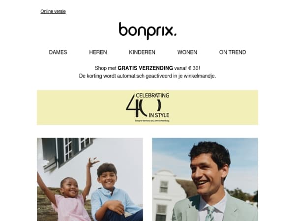 20% korting op heren- en kindermode 🌞