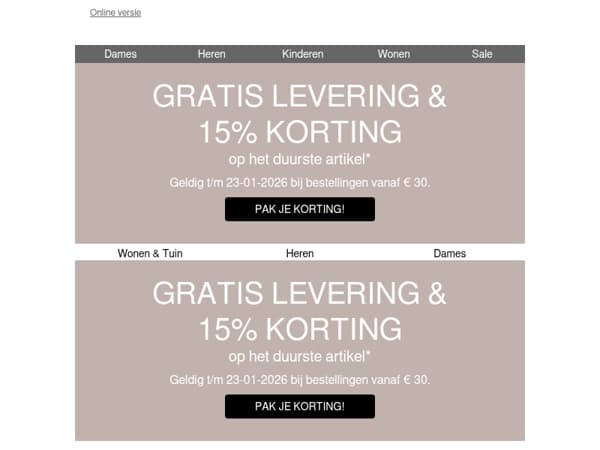 -15% op het duurste artikel ...