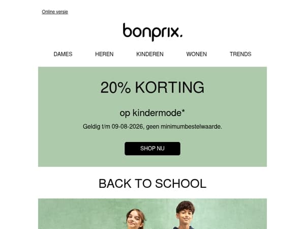  20% korting op kindermode