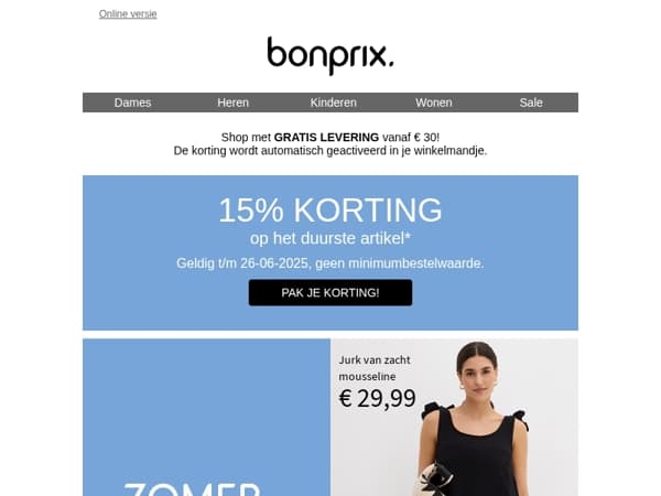 -15% op het duurste artikel