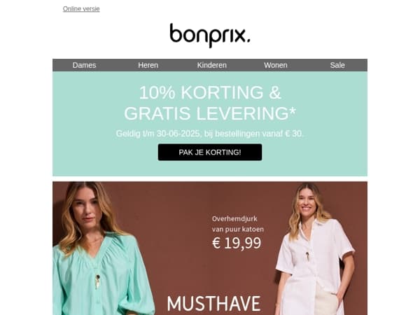 Nog maar even: gratis levering & 10% korting