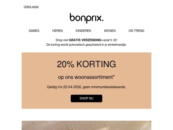 20% korting op wonen