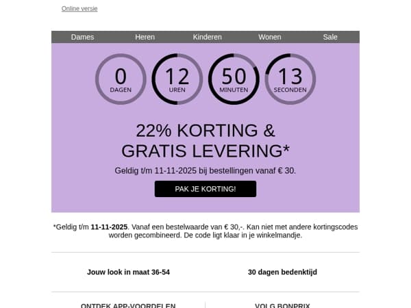 Alleen vandaag: 22% korting op ALLES ⏳
