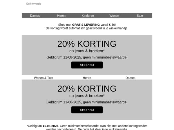 Nog heel even: -20% op jeans & broeken👖