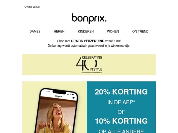 Alleen vandaag nog: -10% hier of -20% in de app