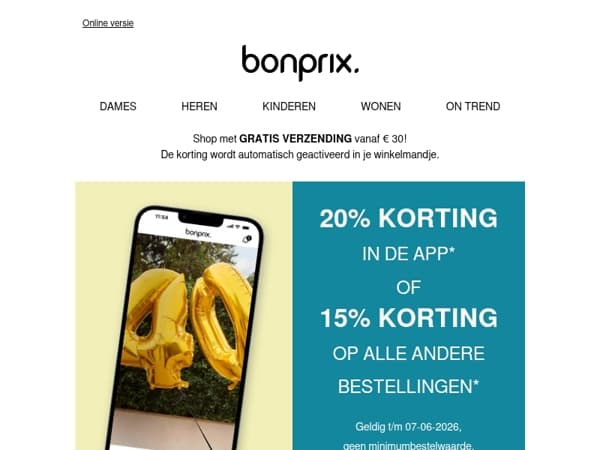 Kies je voordeel: 15% of 20% korting