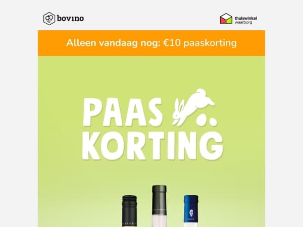 🐣 Alleen vandaag nog: €10 paaskorting op alles!