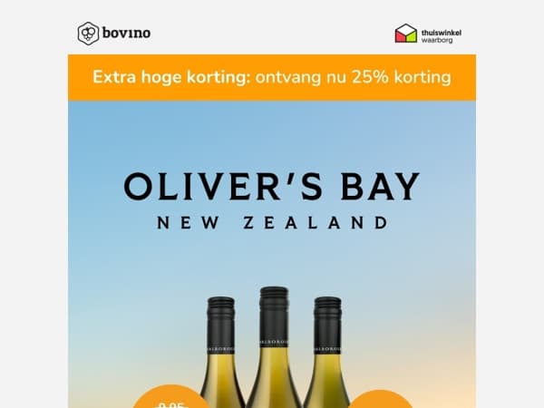 🇳🇿 Nieuw: Oliver's Bay Sauvignon Blanc nu voor 7,46 per fles!