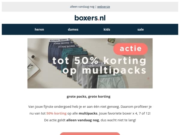 vandaag nog tot -50% op multipacks ⏳