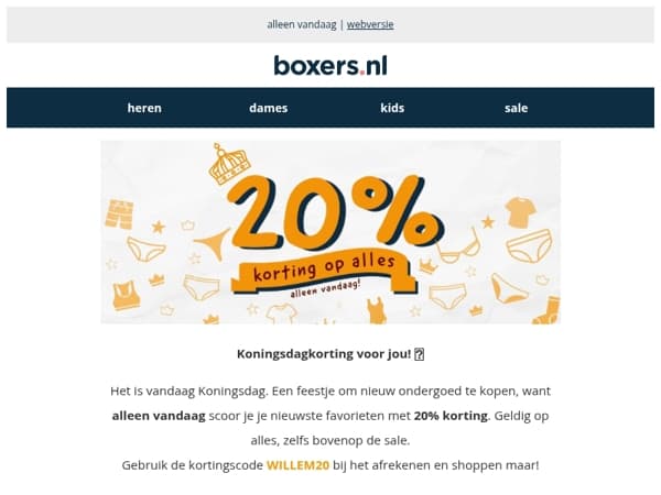 minimaal 20% korting op alles 🔥