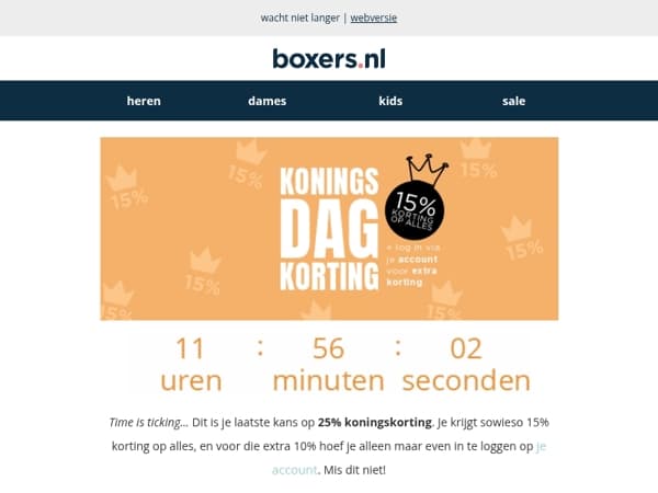 reminder: tot 25% koningskorting 🧡