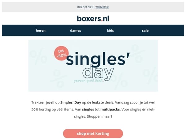 🚨 SINGLES' DAY: tot 50% korting