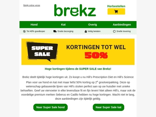 Super Sale! Hoge korting op hondenvoer en kattenvoer