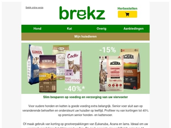Tot 40% korting op voer, snacks en kattenbakvulling