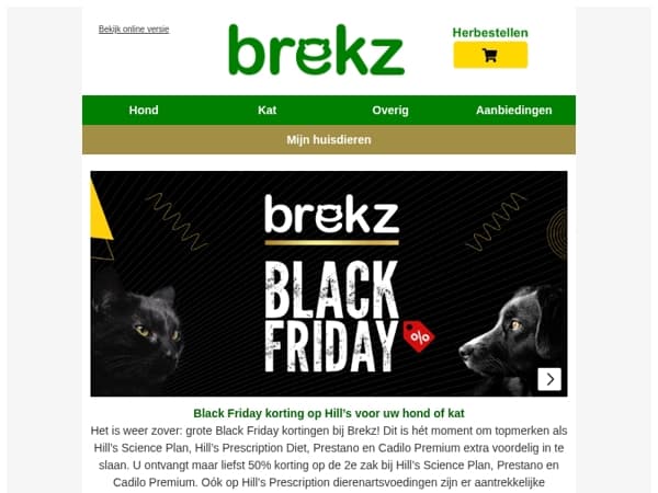 Black Friday korting op Hill’s voer voor hond en kat!
