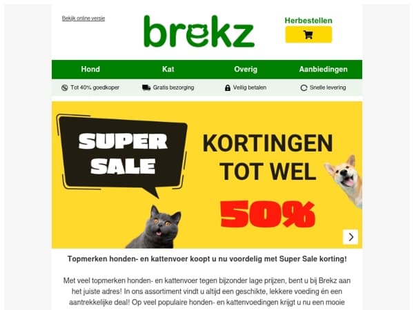 Super Sale korting op honden- en kattenvoertoppers