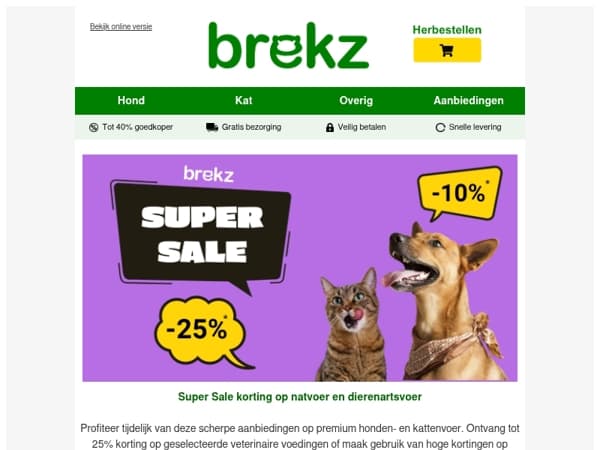 Super Sale korting op natvoer en dierenartsvoer