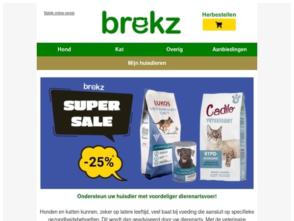 Dierenartsvoer en verzorging met korting