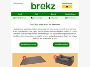 Bekijk de Brekz maanddeals van maart voor uw huisdier