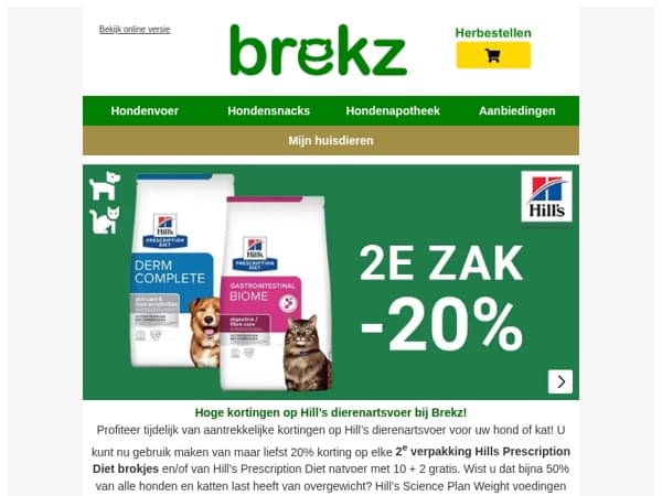 Hill’s Prescription met korting bij Brekz!