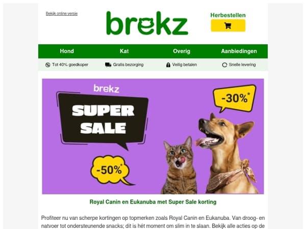 Royal Canin en Eukanuba met Super Sale korting