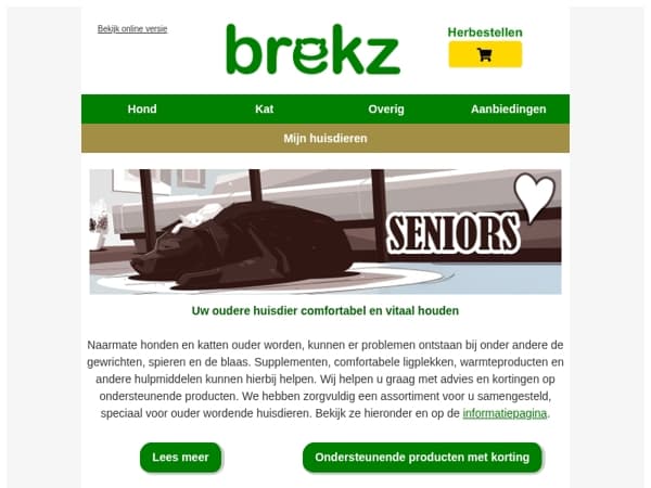 Help uw oudere dier comfortabel en vitaal te blijven