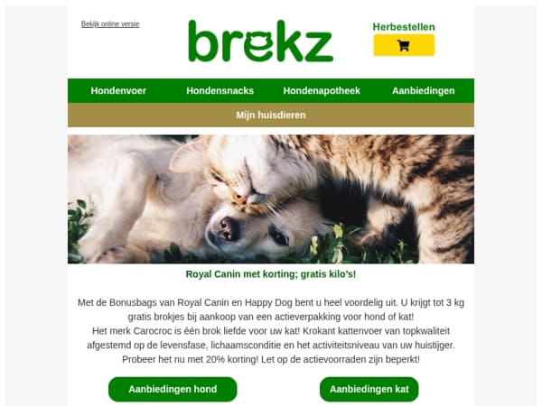 Hoge korting op Royal Canin voor hond en kat en meer