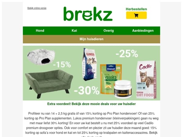 14 + 2,5 kg gratis op Pro Plan hondenvoer