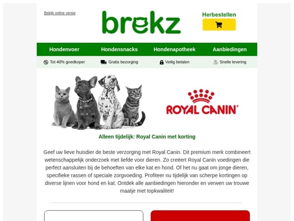 Tot 20% korting op Royal Canin