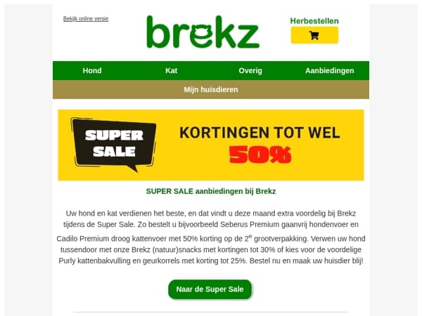 Premium voer en snack met Super Sale korting