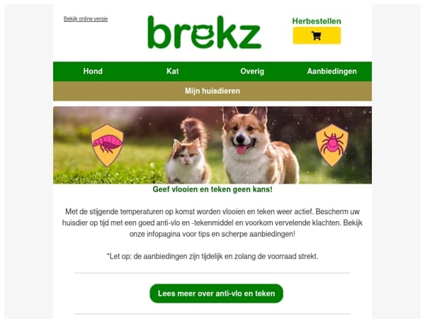 Bescherm uw hond of kat tegen vlooien en teken