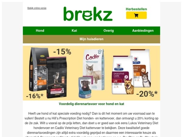 Voordelig dierenartsvoer voor hond en kat