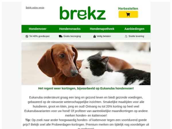 Tot 20% korting op Eukanuba hondenvoer en meer