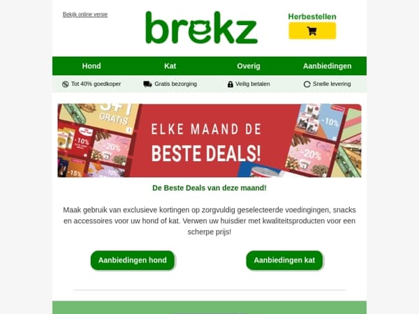 Bekijk de Brekz deals voor uw huisdier