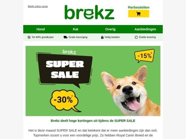 SUPER SALE: hoge kortingen op topmerken voor uw huisdier