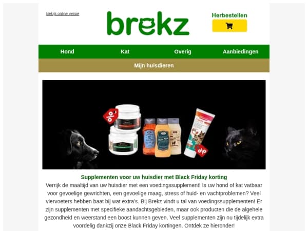 Voedingssupplementen hond/kat met Black Friday korting!