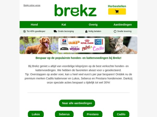 De meest populaire honden- en kattenvoedingen van Brekz