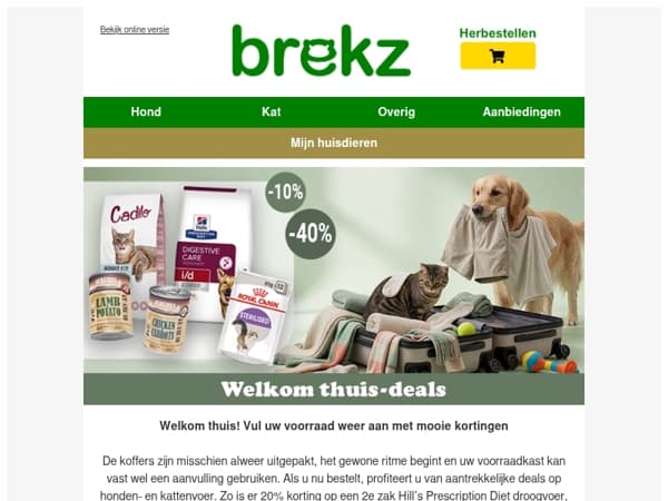 Welkom-thuisdeals voor u en uw viervoeter