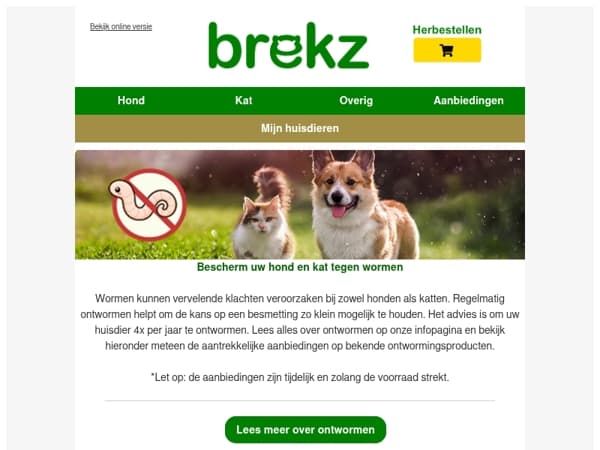 Bescherm uw hond en kat tegen wormen