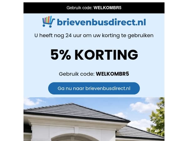 Nog 24 uur om uw 5% korting te gebruiken
