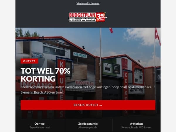 Tot 70% korting in onze outlet