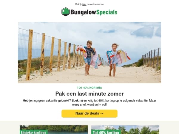 Tot 40% last minute korting op de zomer!