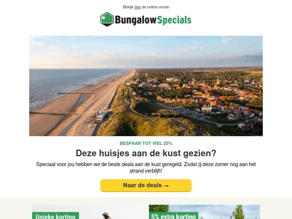 Huisje aan de kust: 25% korting