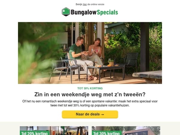 Getaway voor 2 met tijdelijke aanbiedingen!