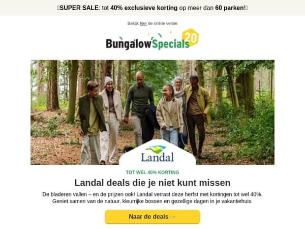 Tot wel 40% korting op jouw Landal vakantie